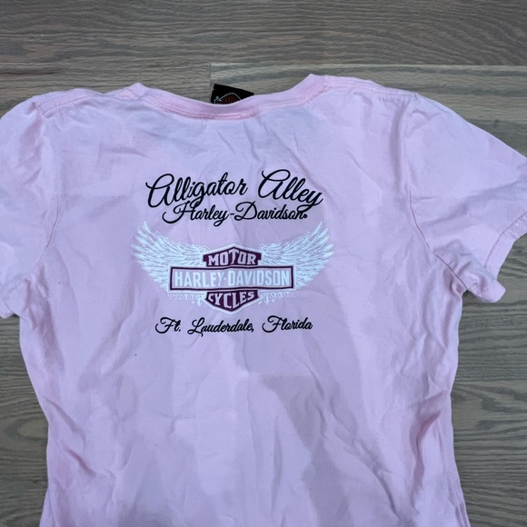 NWOT Harley-Davidson pink top Alligator Alley graphic tee embellished size M - Picture 7 of 7
